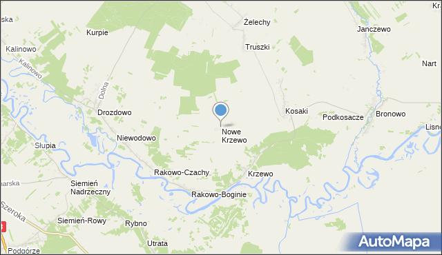 mapa Nowe Krzewo, Nowe Krzewo gmina Piątnica na mapie Targeo